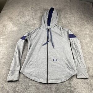 Under Armour loose Hooded Womens Small Gray Blue‎ Loose Full Zip